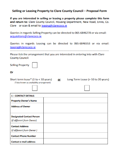 property lease proposal form
