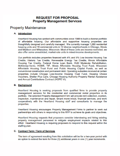 property maintenance request for proposal