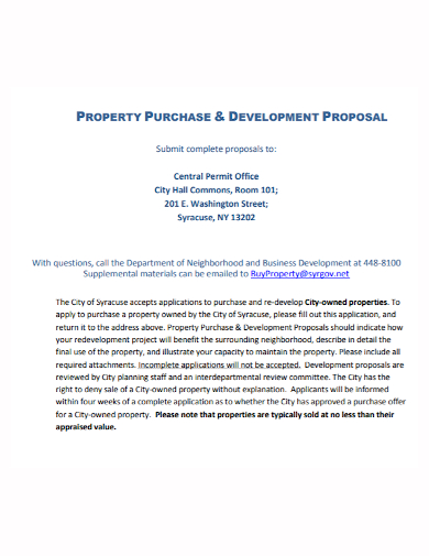 property purchase development proposal