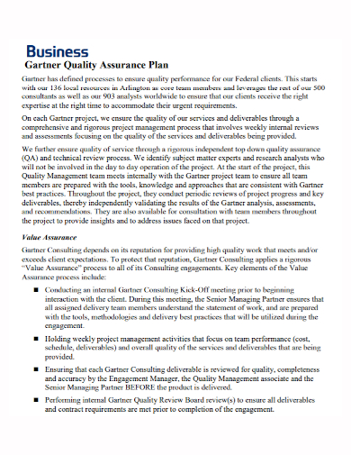 quality assurance business plan