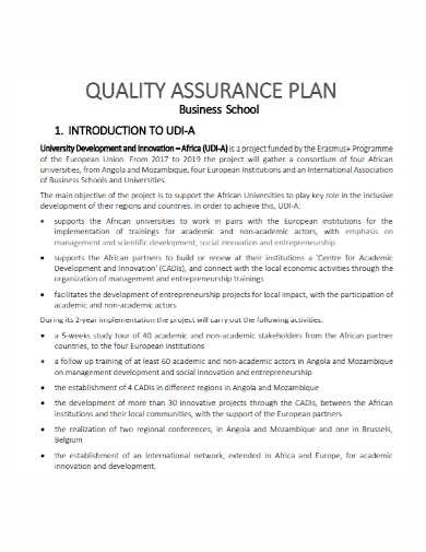 quality assurance development business plan