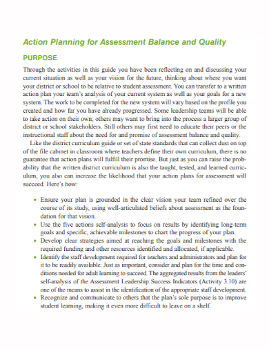 quality balance assessment action plan