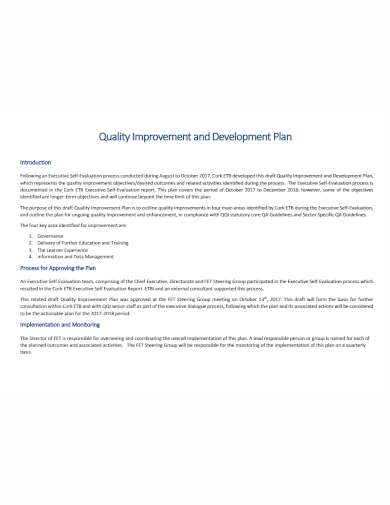 quality improvement development plan
