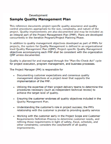 quality management development plan