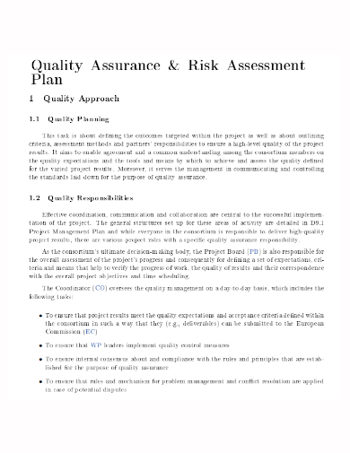 quality risk assessment plan