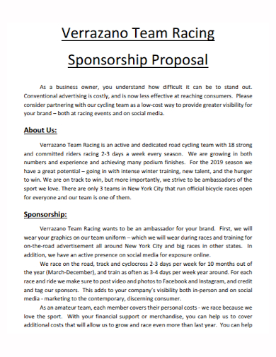 racing team sponsorship proposal