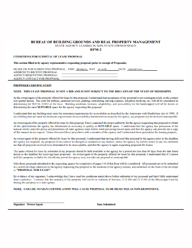 real property management lease proposal