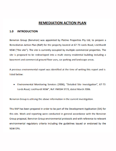 remediation action plan