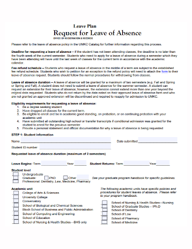 request for absence leave plan