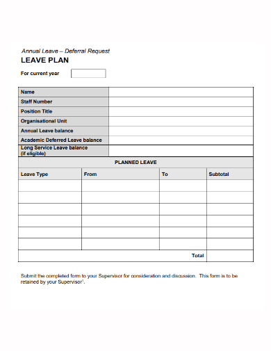 request for annual leave plan