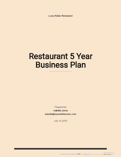 restaurant 5 year business plan template