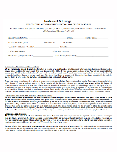 restaurant authorization event contract