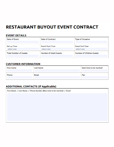 restaurant buyout event contract
