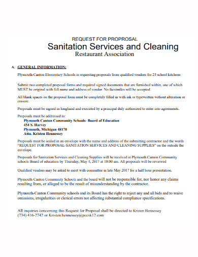 restaurant cleaning services proposal