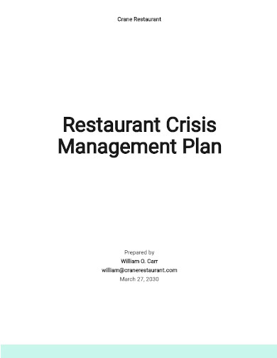 restaurant crisis management plan