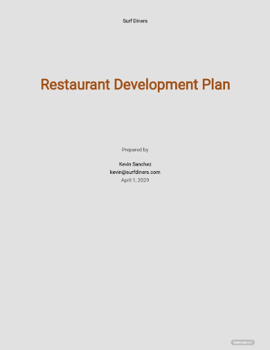 restaurant development plan template