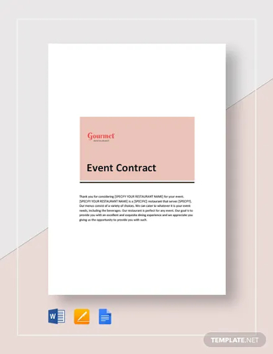 restaurant event contract template