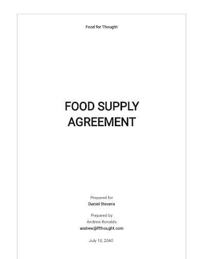 restaurant food supply agreement