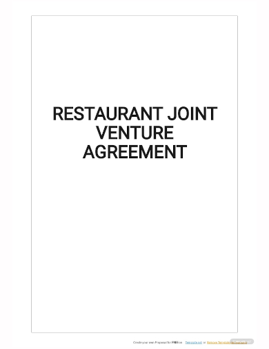 restaurant joint venture agreement template