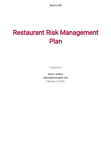 restaurant risk management plan