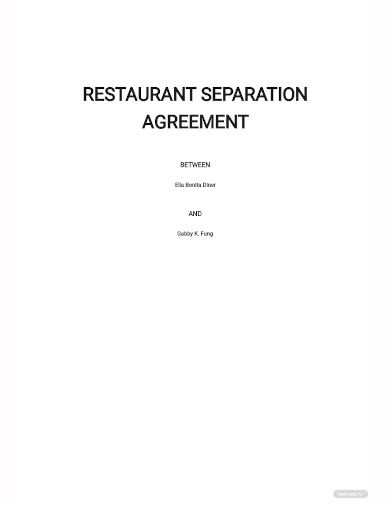 restaurant separation agreement template