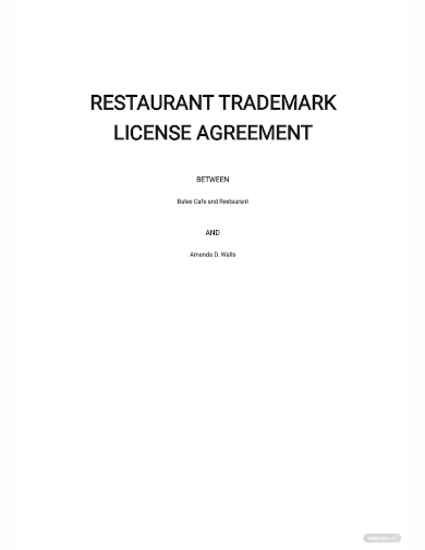 restaurant trademark license agreement template