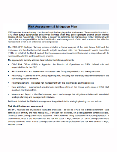 risk assessment mitigation plan
