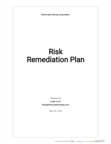 risk remediation plan template
