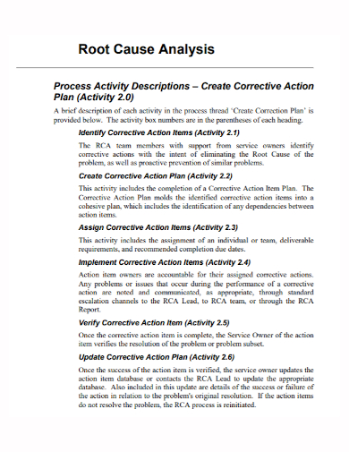 root cause analysis corrective action plan