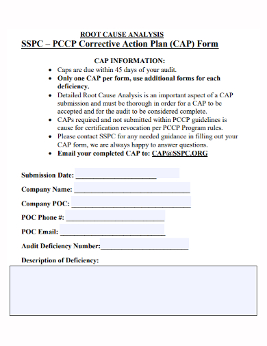 root cause corrective action plan form
