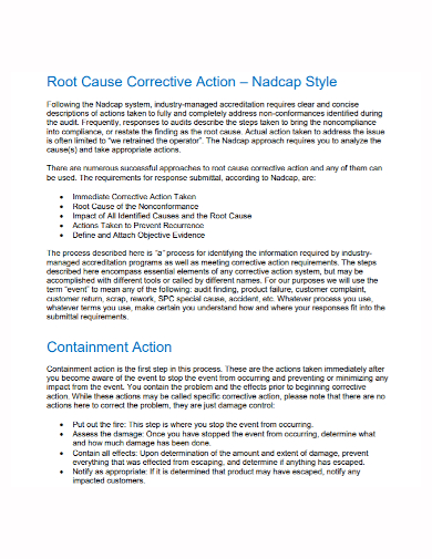 root cause corrective action plan