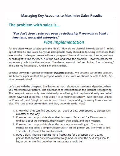 sales account implementation plan