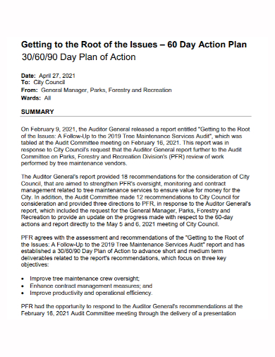 sample 30 60 90 day action plan