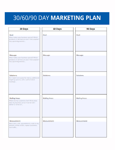 sample 30 60 90 day marketing plan