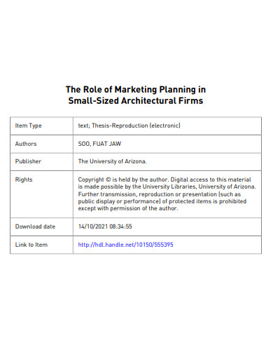 sample architecture marketing plan
