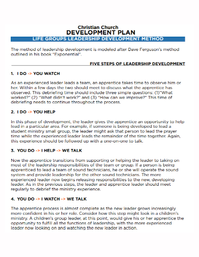 sample church leadership development plan