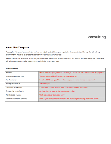 sample consulting sales plan