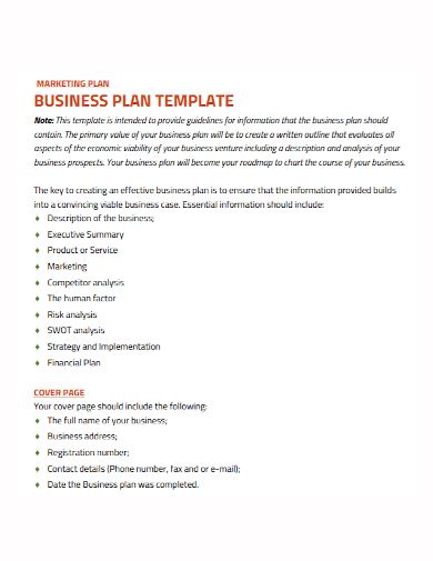 sample cover page marketing plan