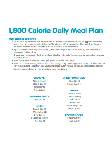 sample daily meal plan