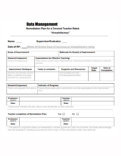 sample data remediation plan