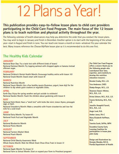 sample daycare preschool lesson plan