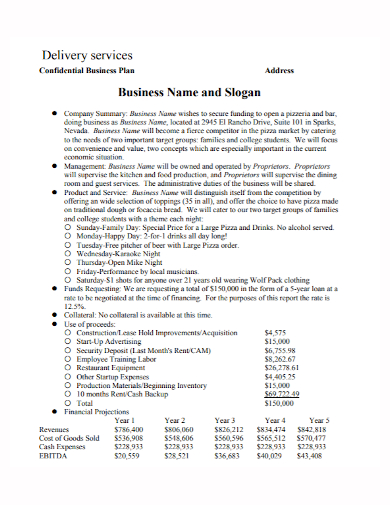 sample delivery service business plan