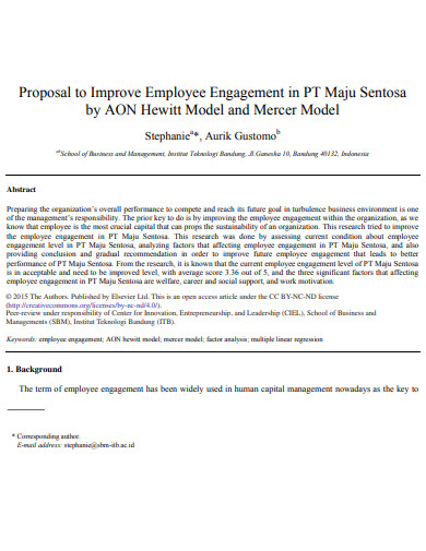 sample employee engagement proposal