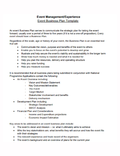 sample event management business plan