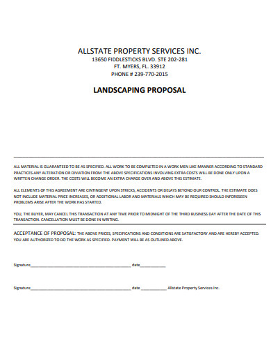 sample landscaping proposal