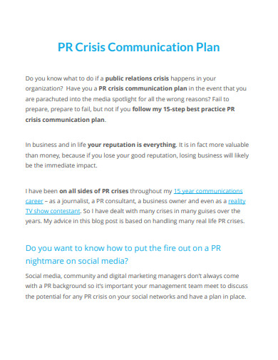 sample pr crisis communication plan