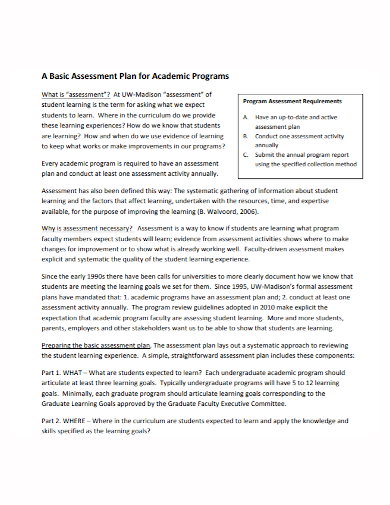 sample program assessment plan