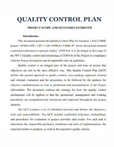 sample project quality control plan