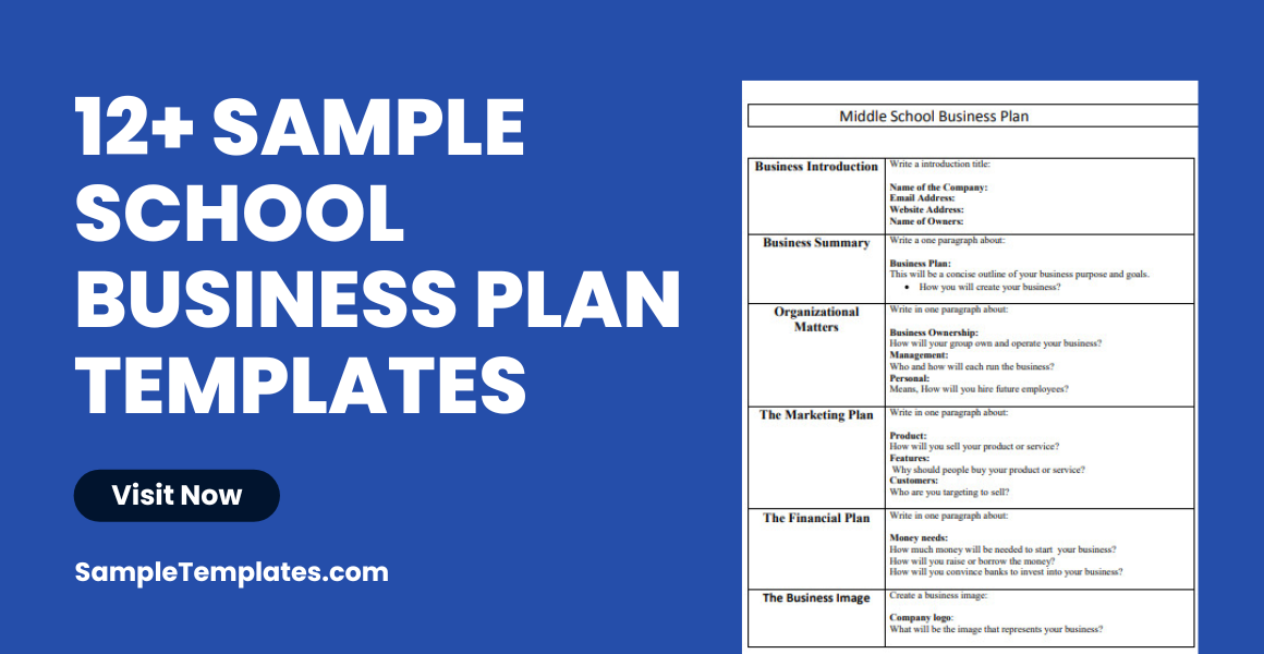 sample school business plan templates