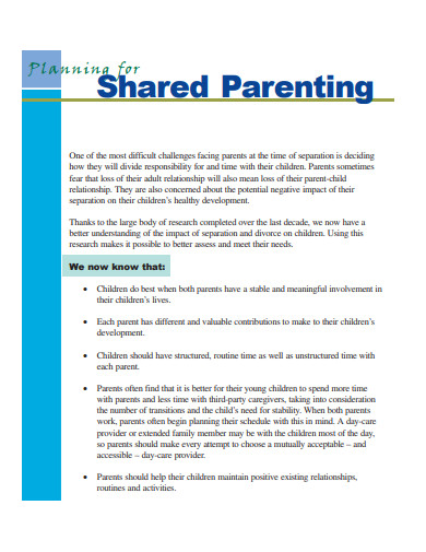 sample shared parenting plan